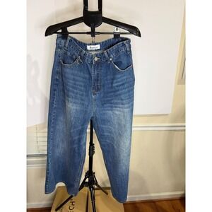Bareline Wide Leg Jeans Medium Wash High Waisted Denim XL N1280